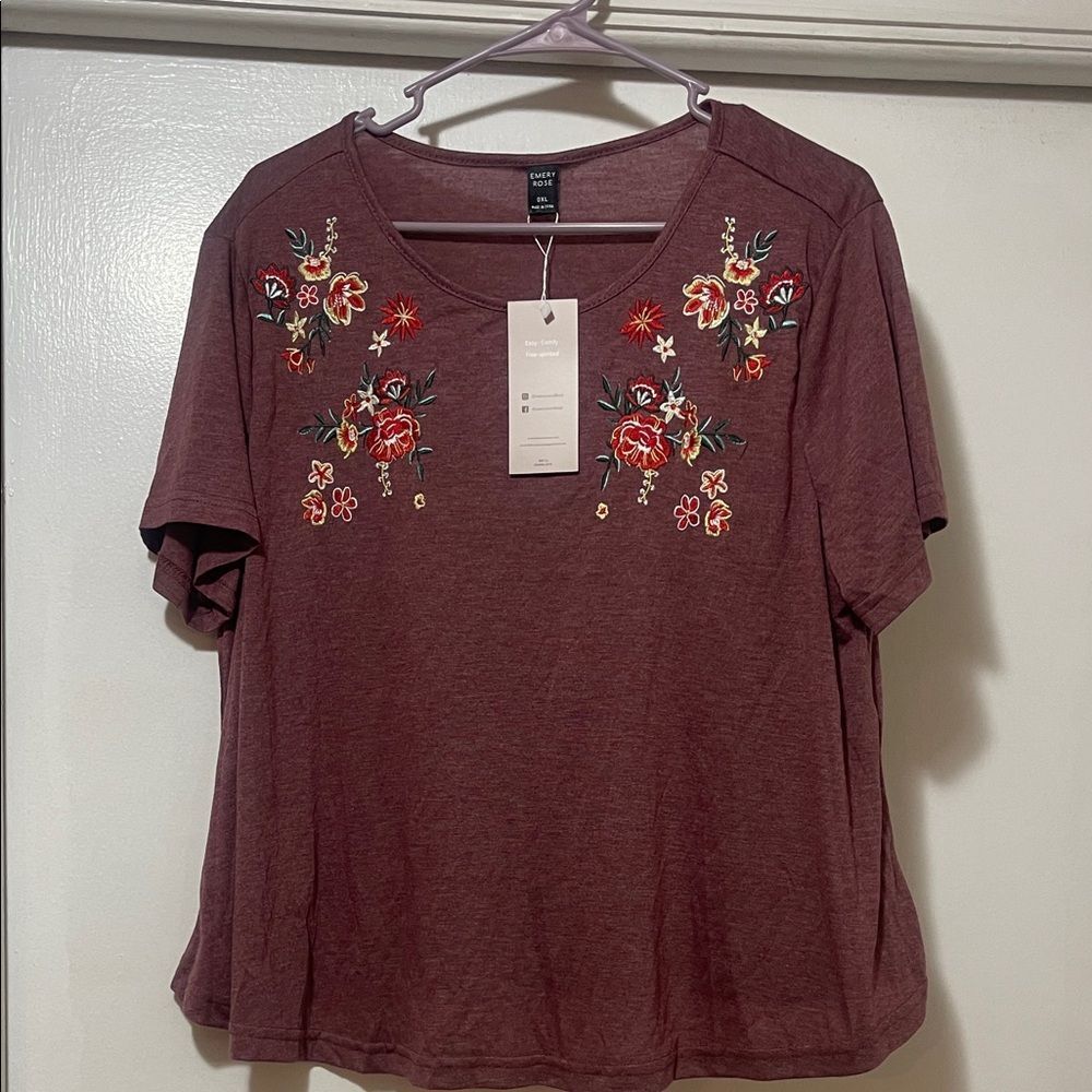 Embroidered Floral Women’s Top Emery rose NWT Xl
